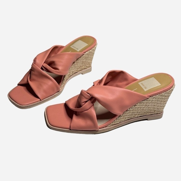 Dolce Vita Sandals Neka Coral Stella Twist Wedges 3” Heel Size 7 - Picture 1 of 7